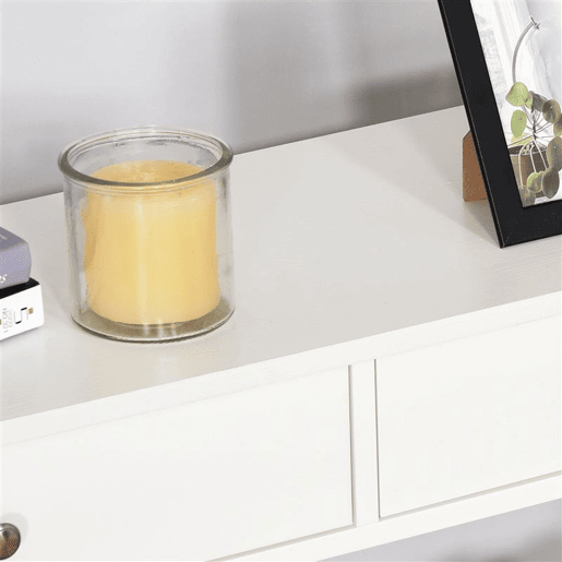 HOMCOM Mesa de console para Corredor com 2 gavetas e 2 prateleiras inferiores Móveis modernos Base elevada anti-inclinação 100x30.5x80 cm Branco