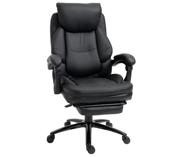 Vinsetto silla de oficina ergonómica silla de escritorio ajustable en altura con respaldo inclinable hasta 130° función basculante y resposapiés