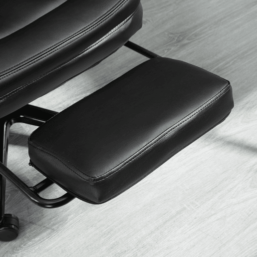 Vinsetto Cadeira de Escritório Ergonómica Cadeira de Escritório com Altura Ajustável com Encosto Inclinável em até 130° Função Basculante e Apoio para os Pés Retrátil Aço 73x66x112-118cm Preto