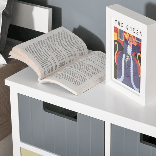 HOMCOM Cómoda de Madeira com 6 Gavetas Cómoda Auxiliar de Armazenamento com Pés Elevados Estilo Moderno para Dormitórios Sala de Estar Casa de Banho 60x28x58cm Multicor
