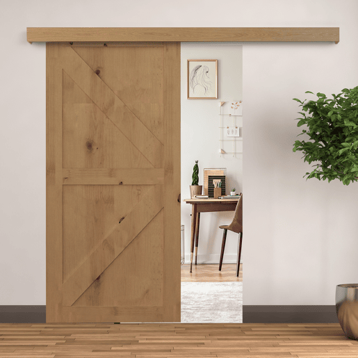 HOMCOM Ferragens para Porta de Correr 200 cm Kit de Ferragens Trilho de Madeira e Acessórios de Liga de Alumínio Marrom
