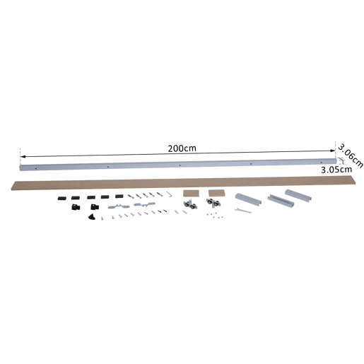 HOMCOM Ferragens para Porta de Correr 200 cm Kit de Ferragens Trilho de Madeira e Acessórios de Liga de Alumínio Marrom