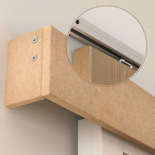 HOMCOM Ferragens para Porta de Correr 200 cm Kit de Ferragens Trilho de Madeira e Acessórios de Liga de Alumínio Marrom