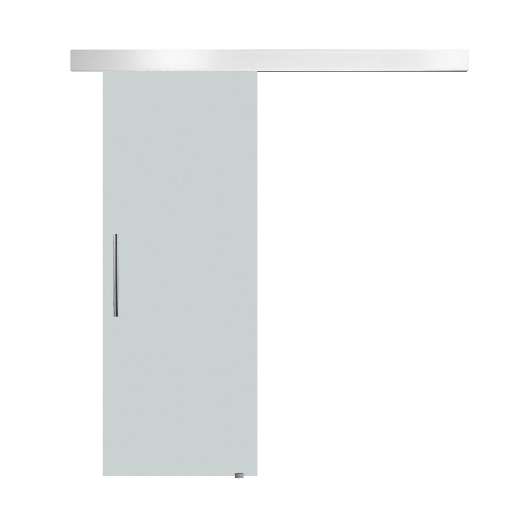 Homcom puerta corredera 90x205 cm puerta corrediza de cristal con riel silenciosa para sala de estar comedor translúcido