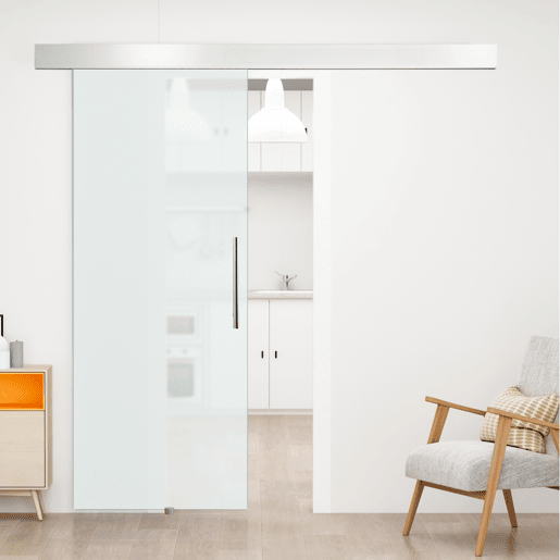 HOMCOM Porta de Correr de Vidro 90x205 cm Porta de Correr de Vidro com Trilho Translúcida