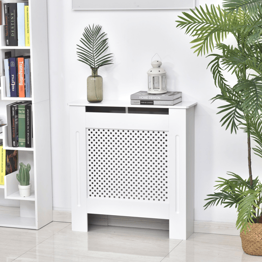 HOMCOM Cobertura de Radiador de MDF Cobertura para Radiador com Prateleira Estilo Moderno 78x19x82 cm Branco