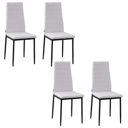 HOMCOM Conjunto de 4 Cadeiras de Sala de Jantar Estofadas em Linho e Pés de Metal Cadeiras Modernas para Cozinha Carga Máxima 120kg 41x50x97cm Branco