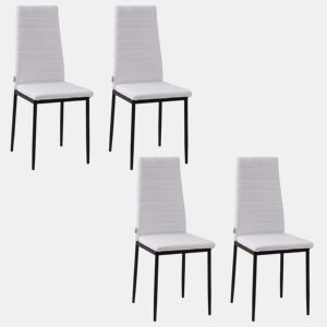 HOMCOM Conjunto de 4 Cadeiras de Sala de Jantar Estofadas em Linho e Pés de Metal Cadeiras Modernas para Cozinha Carga Máxima 120kg 41x50x97cm Branco
