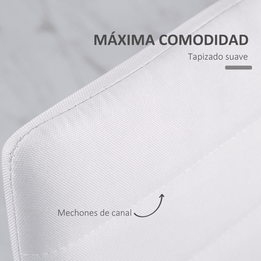 HOMCOM Conjunto de 4 Cadeiras de Sala de Jantar Estofadas em Linho e Pés de Metal Cadeiras Modernas para Cozinha Carga Máxima 120kg 41x50x97cm Branco