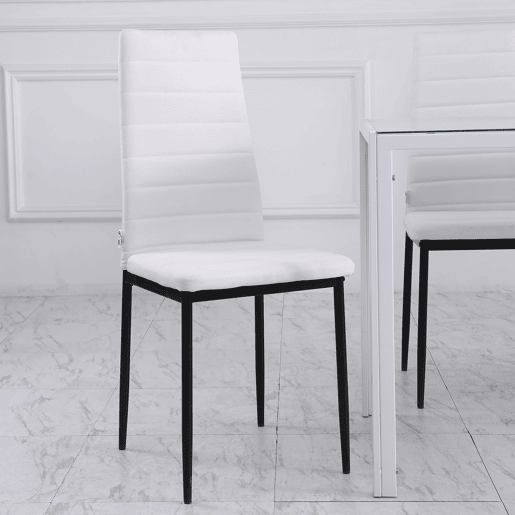 HOMCOM Conjunto de 4 Cadeiras de Sala de Jantar Estofadas em Linho e Pés de Metal Cadeiras Modernas para Cozinha Carga Máxima 120kg 41x50x97cm Branco