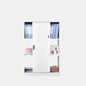 HOMCOM Armário de escritório com 2 portas deslizantes e 3 prateleiras para escritorio 80x40x120 cm Branco