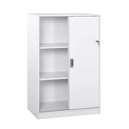 HOMCOM Armário de escritório com 2 portas deslizantes e 3 prateleiras para escritorio 80x40x120 cm Branco