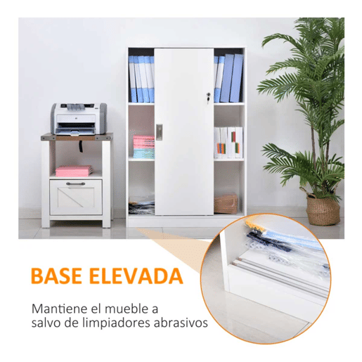 HOMCOM Armário de escritório com 2 portas deslizantes e 3 prateleiras para escritorio 80x40x120 cm Branco