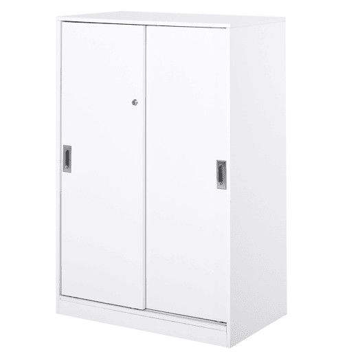 HOMCOM Armário de escritório com 2 portas deslizantes e 3 prateleiras para escritorio 80x40x120 cm Branco