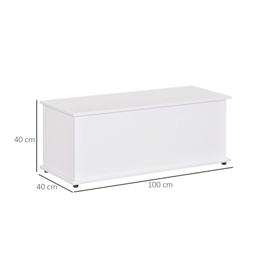 HOMCOM Baú de Armazenamento, Banco de Armazenamento com Dobradiça de Segurança, Estilo Moderno, para Entrada, Quarto, Sala de Estar, 100x40x40 cm, Branco