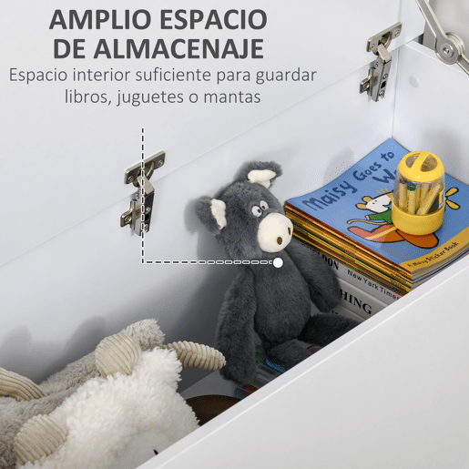 HOMCOM Baú de Armazenamento, Banco de Armazenamento com Dobradiça de Segurança, Estilo Moderno, para Entrada, Quarto, Sala de Estar, 100x40x40 cm, Branco