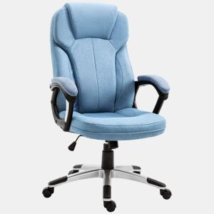 Vinsetto Cadeira de Escritório Giratória Cadeira de Escritório Ergonômica com Altura Ajustável Apoio para os Braços e Encosto Acolchoado de Linho Sintético 66x75x110-120cm Azul Claro