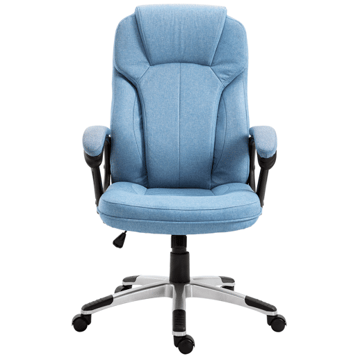 Vinsetto Cadeira de Escritório Giratória Cadeira de Escritório Ergonômica com Altura Ajustável Apoio para os Braços e Encosto Acolchoado de Linho Sintético 66x75x110-120cm Azul Claro