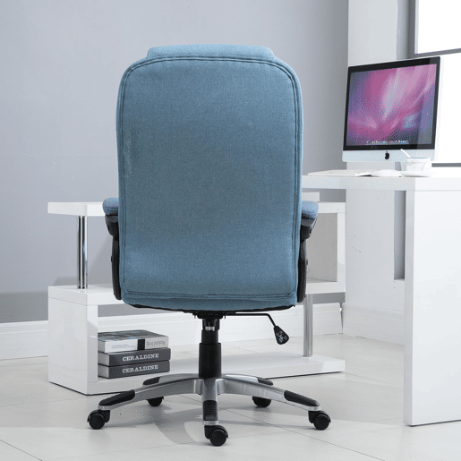Vinsetto Cadeira de Escritório Giratória Cadeira de Escritório Ergonômica com Altura Ajustável Apoio para os Braços e Encosto Acolchoado de Linho Sintético 66x75x110-120cm Azul Claro