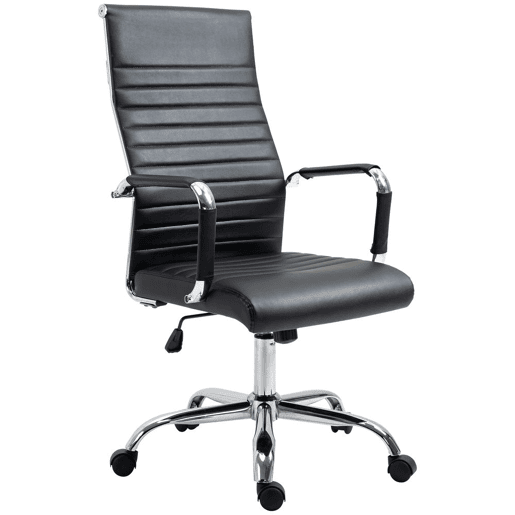 Vinsetto Cadeira de Escritório Ergonômica Giratoria 360° Inclinável com Altura Ajustável Rodas Apoio de Braços 54x62x104-114 cm Preto