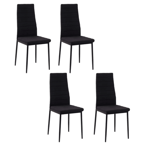 HOMCOM Conjunto de 4 Cadeiras de Sala de Jantar Estofadas em Linho com Pernas em Metal Cadeiras Modernas para Cozinha Quarto Suporta até 120 kg 41x50x97 cm Preto