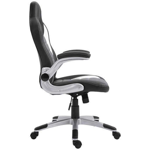 HOMCOM Cadeira de escritório ergonômica Altura ajustável apoio de Braço dobrável com 5 rodas Carga 120 kg 65x69x112-122 cm cinza