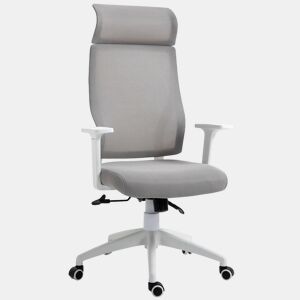 HOMCOM Cadeira ergonômica giratória para escritório altura ajustável e reclinável até 120º posição de bloqueio 64x61x120,9-128,9 cm Cinza