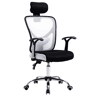 Vinsetto Cadeira de Escritório Ergonômica Cadeira de Escritório Giratória com Altura Ajustável Função Reclinável Apoio para a Cabeça e Suporte Lombar 65x67x108-118cm Branco