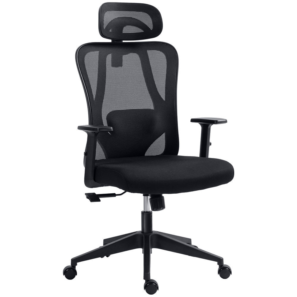 Vinsetto silla de oficina giratoria con reposabrazos 2d silla escritorio regulable en altura reposacabezas soporte lumbar y respaldo alto malla