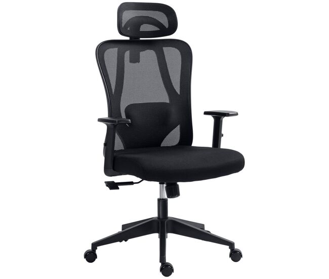 Vinsetto silla de oficina giratoria con reposabrazos 2d silla escritorio regulable en altura reposacabezas soporte lumbar y respaldo alto malla