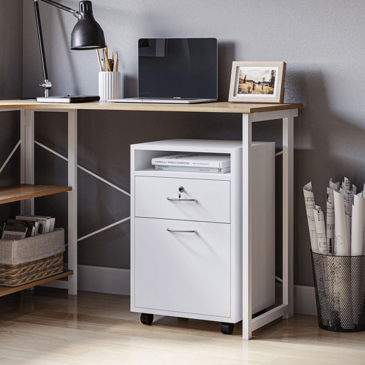 HOMCOM Unidade de Gavetas para Escritório com Rodas, Móvel Arquivador com Gaveta, Compartimento e Porta, 40x35x60 cm, Branco HOMCOM Unidade de Gavetas para Escritório com Rodas, Móvel Arquivador com Gaveta, Compartimento e Porta, 40x35x60 cm, Branco