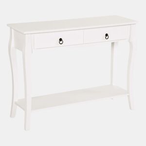 HOMCOM Mesa Tipo Consola para Sala de Estar Consola para Entrada com 2 Gavetas e Prateleira Inferior 100x33x75cm Branco