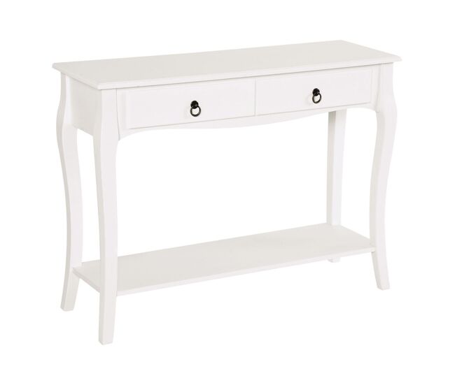 Homcom mesa consola aparador salón comedor mueble recibidor mesa auxiliar con cajones y estante diseño elegante 100x33x75cm madera color blanco brillo
