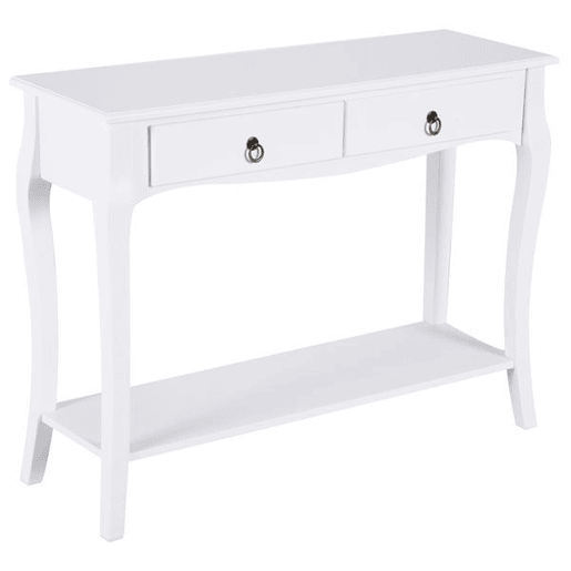 HOMCOM Mesa Tipo Consola para Sala de Estar Consola para Entrada com 2 Gavetas e Prateleira Inferior 100x33x75cm Branco