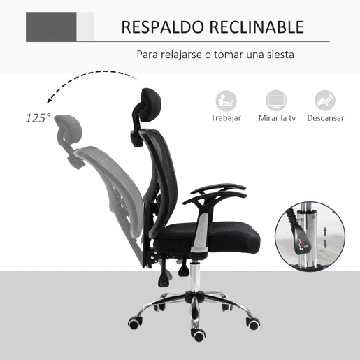 Vinsetto Cadeira de Escritório Ergonômica Cadeira de Escritório Giratória com Altura Ajustável Função Reclinável Apoio para a Cabeça e Suporte Lombar 65x67x108-118cm Preto Vinsetto Cadeira de Escritório Ergonômica Cadeira de Escritório Giratória com Altura Ajustável Função Reclinável Apoio para a Cabeça e Suporte Lombar 65x67x108-118cm Preto