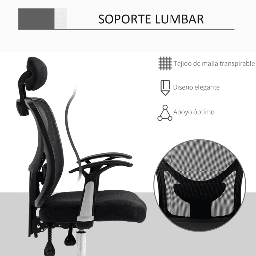 Vinsetto Cadeira de Escritório Ergonômica Cadeira de Escritório Giratória com Altura Ajustável Função Reclinável Apoio para a Cabeça e Suporte Lombar 65x67x108-118cm Preto Vinsetto Cadeira de Escritório Ergonômica Cadeira de Escritório Giratória com Altura Ajustável Função Reclinável Apoio para a Cabeça e Suporte Lombar 65x67x108-118cm Preto