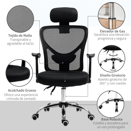 Vinsetto Cadeira de Escritório Ergonômica Cadeira de Escritório Giratória com Altura Ajustável Função Reclinável Apoio para a Cabeça e Suporte Lombar 65x67x108-118cm Preto Vinsetto Cadeira de Escritório Ergonômica Cadeira de Escritório Giratória com Altura Ajustável Função Reclinável Apoio para a Cabeça e Suporte Lombar 65x67x108-118cm Preto