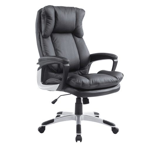 HOMCOM Cadeira de Escritório Giratória Cadeira de Escritório Ergonómica com 5 Rodas Apoio para os Braços e Altura Ajustável 66x71x110-120,5 cm Preto
