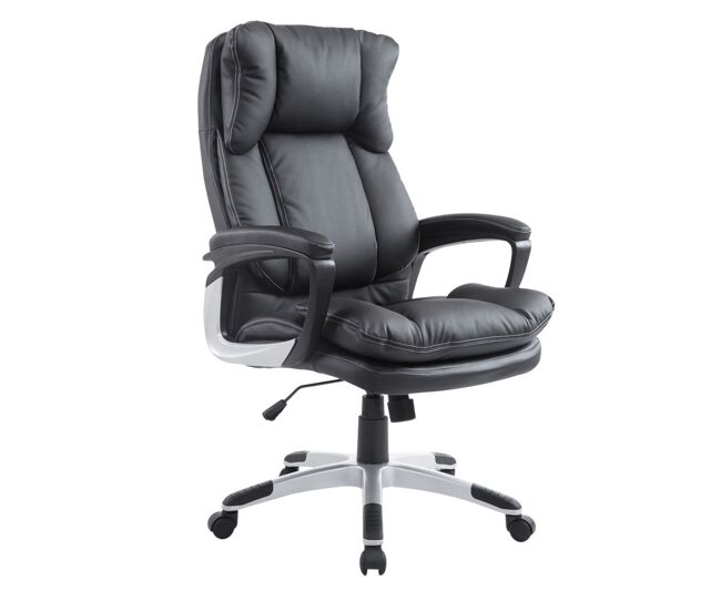 Homcom silla de oficina silla de escritorio tapizado en pu con reposabrazos altura ajustable para estudio salón dormitorio 66x71x110-120,5 cm negro