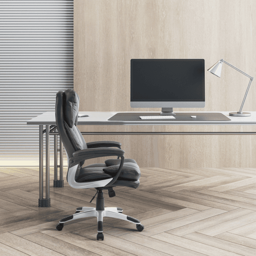 HOMCOM Cadeira de Escritório Giratória Cadeira de Escritório Ergonómica com 5 Rodas Apoio para os Braços e Altura Ajustável 66x71x110-120,5 cm Preto