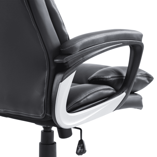 HOMCOM Cadeira de Escritório Giratória Cadeira de Escritório Ergonómica com 5 Rodas Apoio para os Braços e Altura Ajustável 66x71x110-120,5 cm Preto