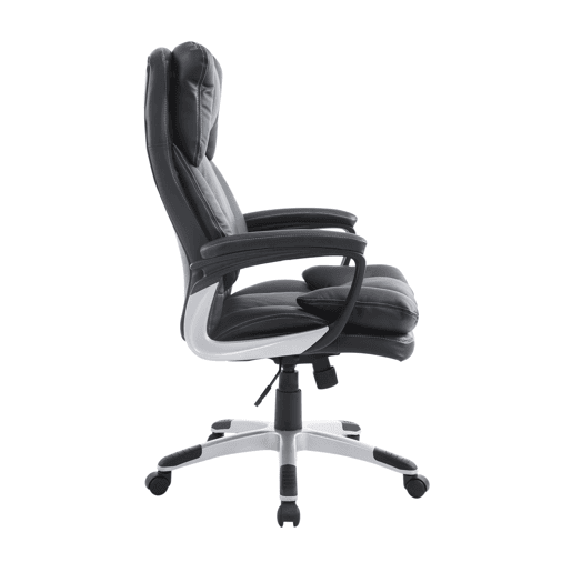HOMCOM Cadeira de Escritório Giratória Cadeira de Escritório Ergonómica com 5 Rodas Apoio para os Braços e Altura Ajustável 66x71x110-120,5 cm Preto