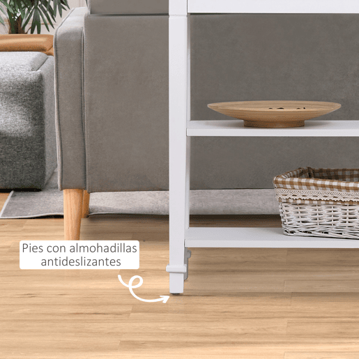HOMCOM Mesa Consola Estilo Rétro Consola para Sala de Estar Corredor com 2 Prateleiras e 1 Gaveta 75,6x27,5x80,5 cm Branco e Madeira