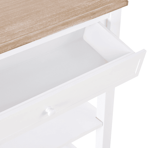 HOMCOM Mesa Consola Estilo Rétro Consola para Sala de Estar Corredor com 2 Prateleiras e 1 Gaveta 75,6x27,5x80,5 cm Branco e Madeira
