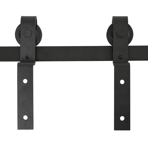 HOMCOM Conjunto de ferragens para porta deslizante dupla Kit de acessórios para porta deslizante com roda industrial Aço carbono Suporta até 90 kg Comprimento 200 cm Preto HOMCOM Conjunto de ferragens para porta deslizante dupla Kit de acessórios para porta deslizante com roda industrial Aço carbono Suporta até 90 kg Comprimento 200 cm Preto
