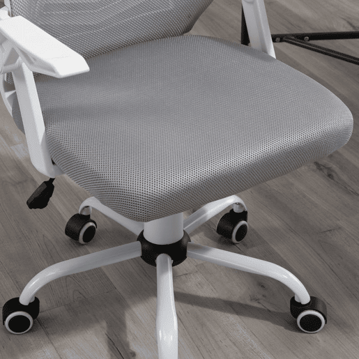 Vinsetto Cadeira de Escritório Ergonômica Cadeira de Escritório Giratória com Altura Ajustável Apoio para os Braços Dobrável Suporte Lombar e Encosto Transpirável 62,5x55x94-104cm Cinza