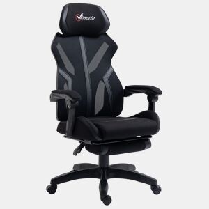 Vinsetto Cadeira de Gaming com Apoio para os Pés Retrátil Cadeira de Escritório Reclinável com Apoio para a Cabeça e Altura Ajustável 65x65x119-129cm Preto