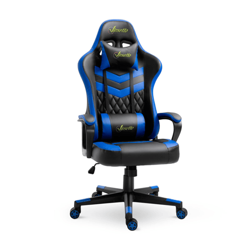 Vinsetto Cadeira Gaming Cadeira de Escritório Ergonómica com Altura Regulável Basculante com Apoio de Cabeça e Almofada Lombar 61x70x121-129 cm Azul