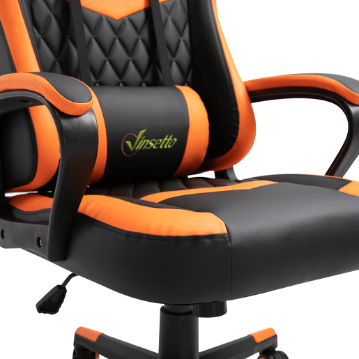 Vinsetto Cadeira Gaming Cadeira de Escritório Ergonómica com Altura Regulável Basculante com Apoio de Cabeça e Almofada Lombar 61x70x121-129 cm Laranja