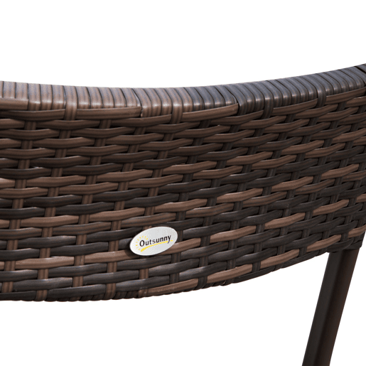 Outsunny Conjunto de Mesa e 2 Cadeiras Móveis Ratan para Jardím Exterior Pátio Terraço Dobrável Estrutura Aço